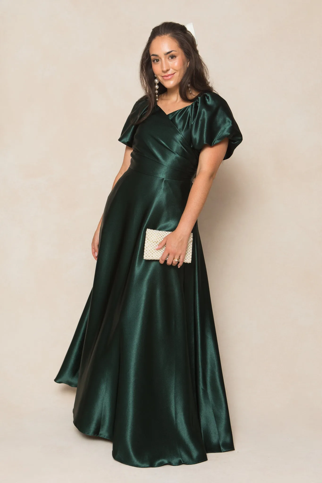 Tessie Dress in Emerald Satin sold by Ivy City Co product image thumbnail 2