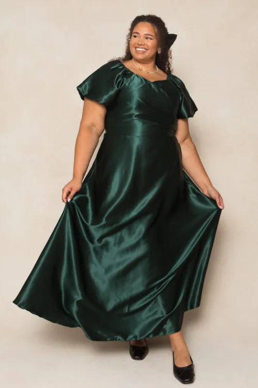 Tessie Dress in Emerald Satin sold by Ivy City Co