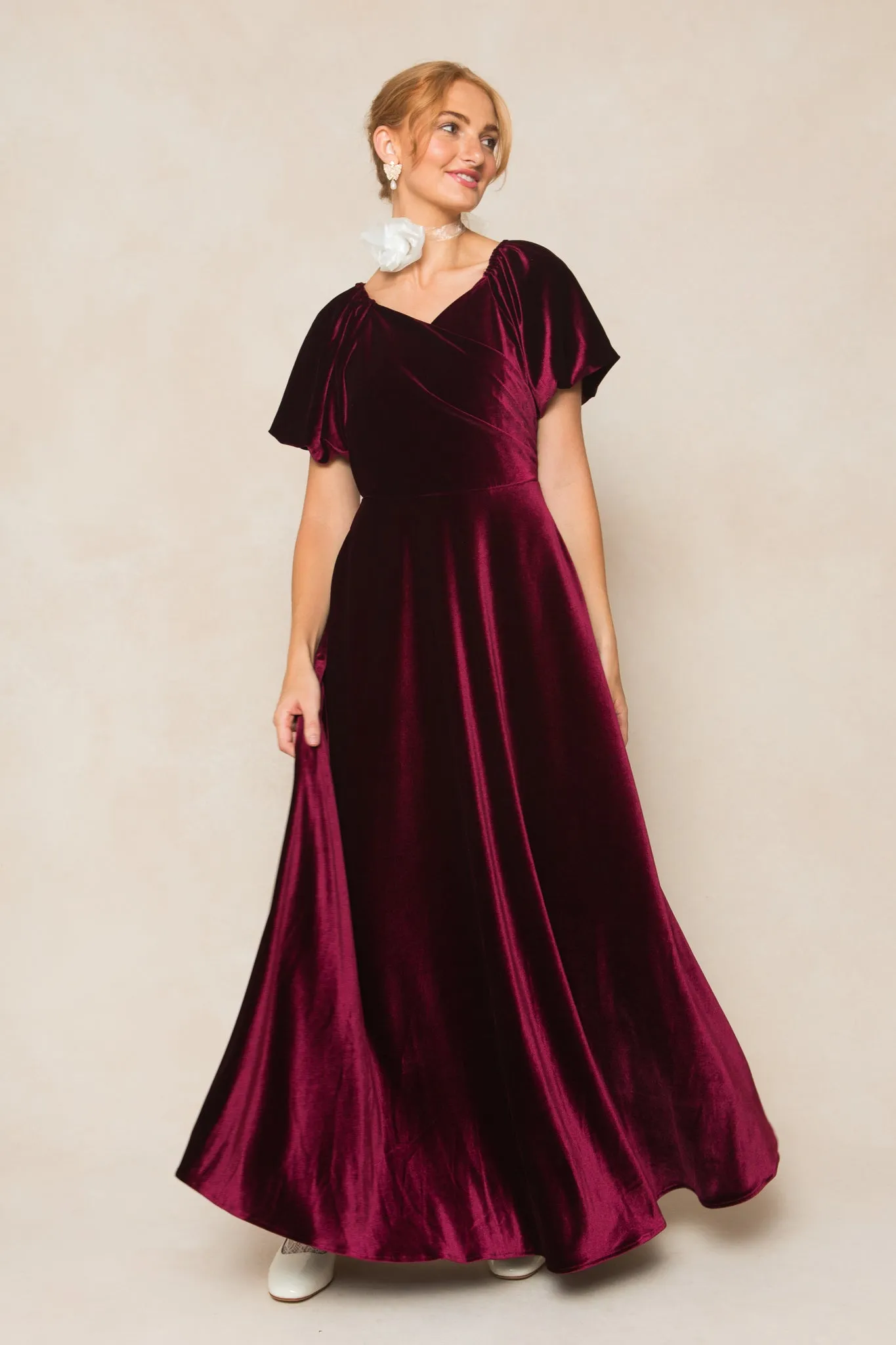 Tessie Dress in Wine Velvet sold by Ivy City Co product image thumbnail 5