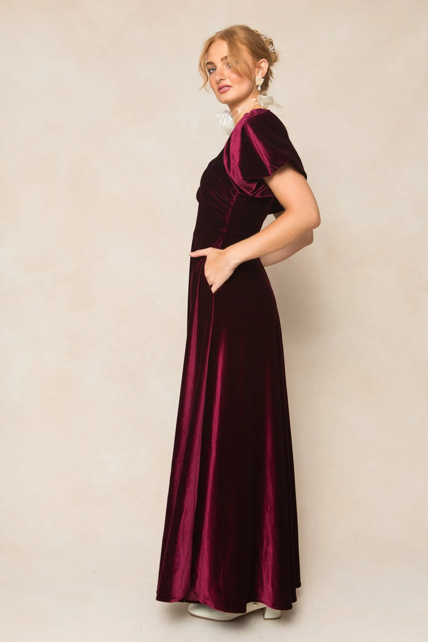 Tessie Dress in Wine Velvet sold by Ivy City Co product image thumbnail 4