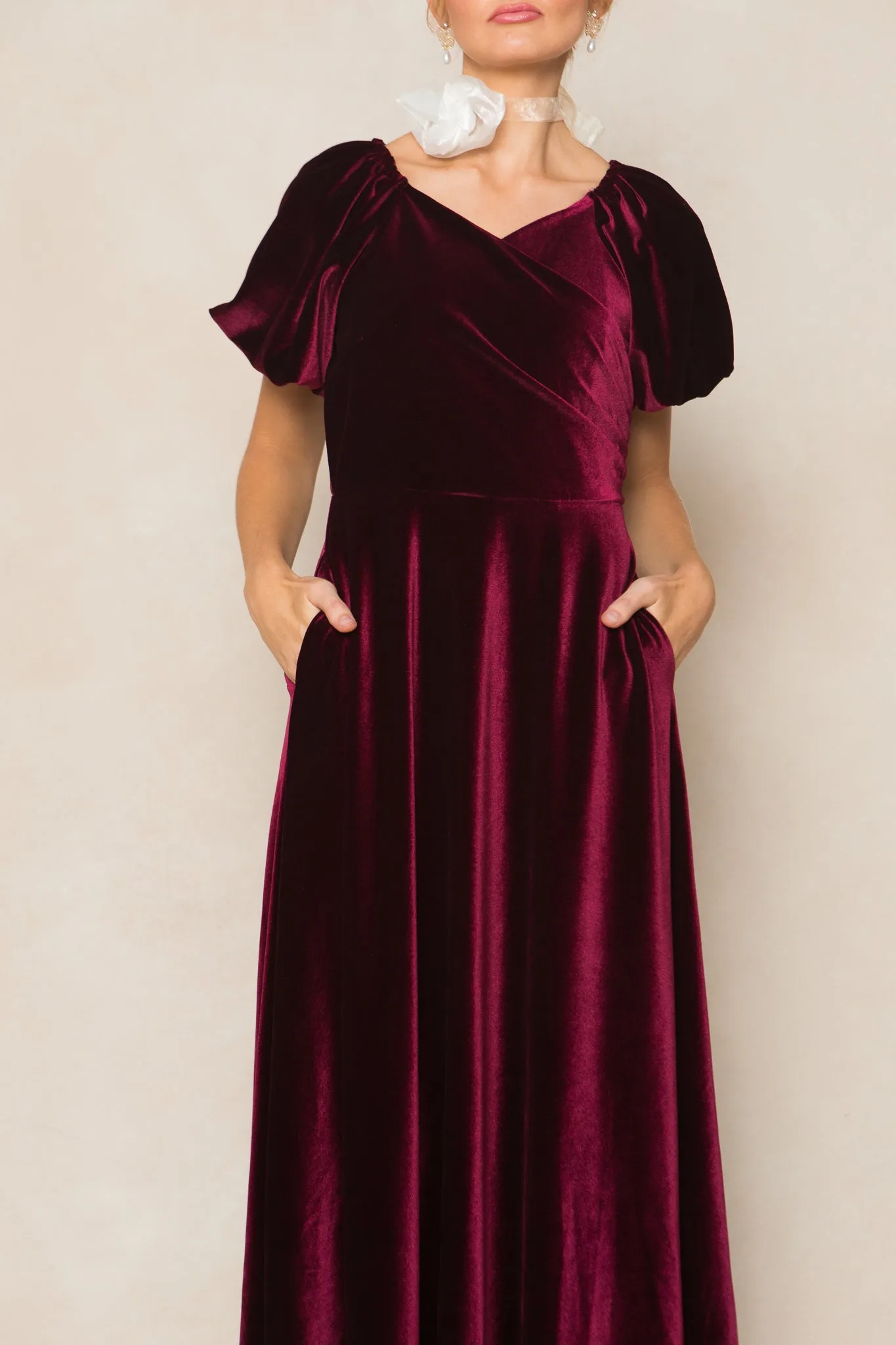 Tessie Dress in Wine Velvet sold by Ivy City Co product image thumbnail 2