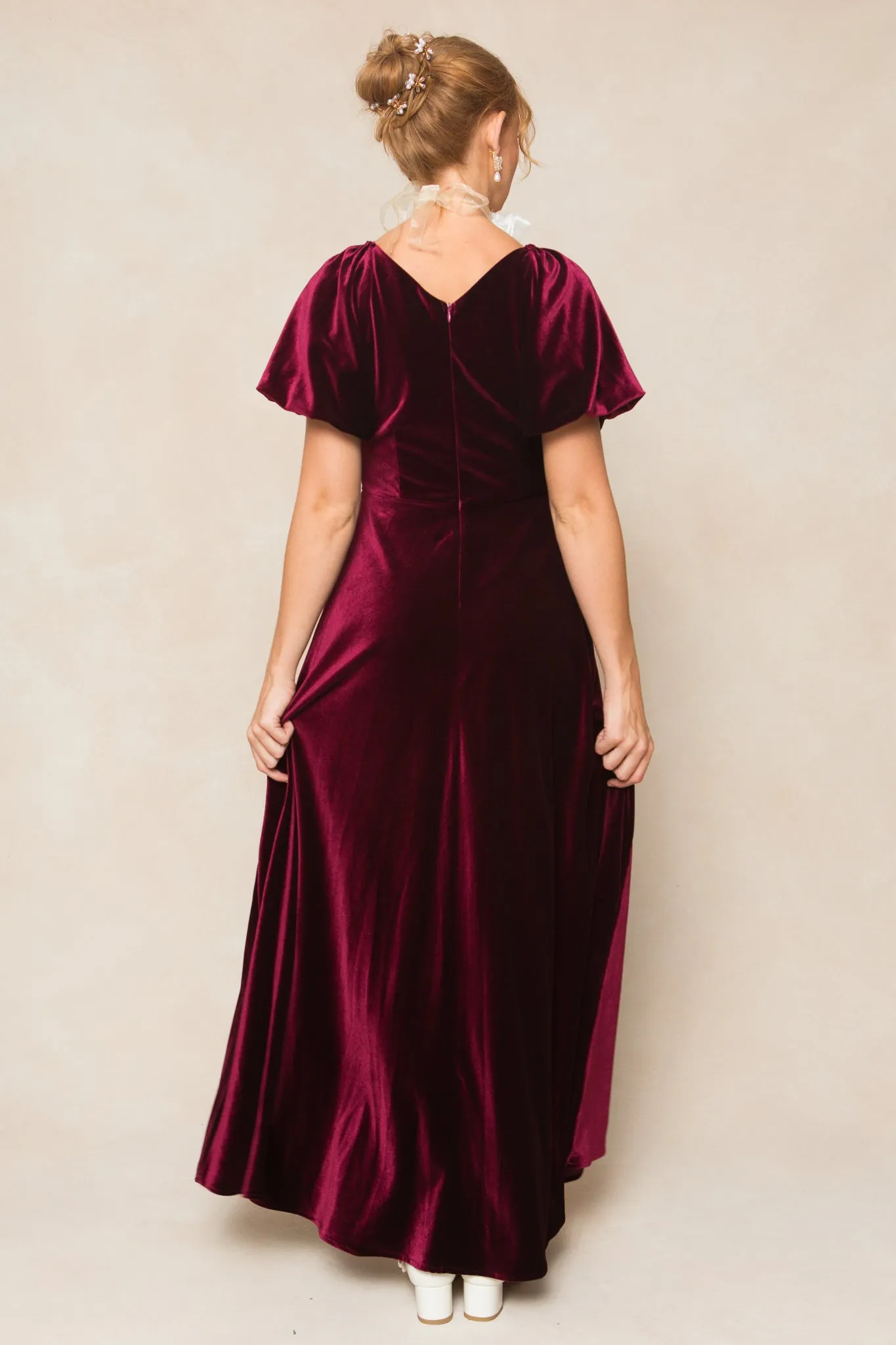 Tessie Dress in Wine Velvet sold by Ivy City Co product image thumbnail 3