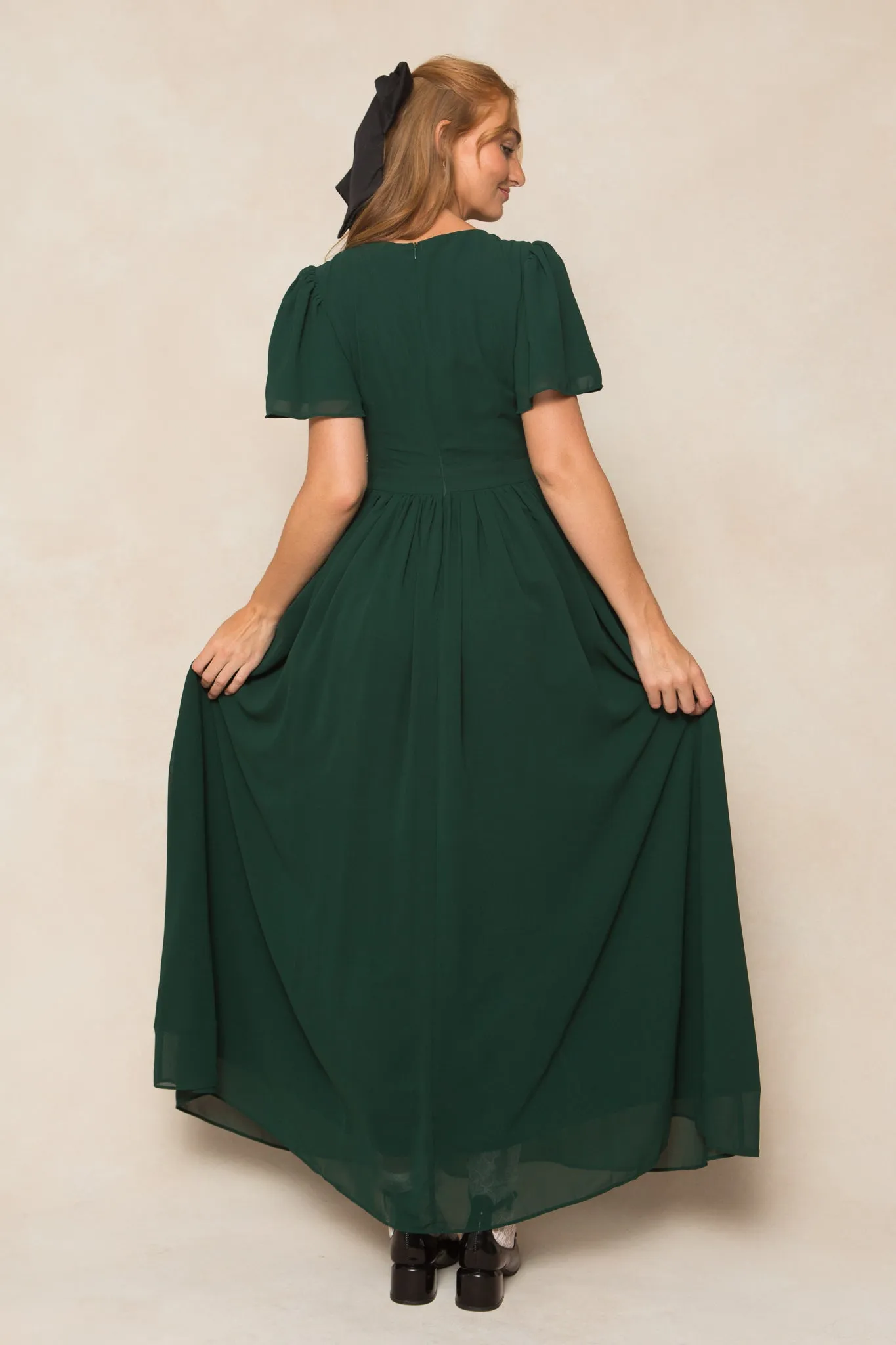 Abbie Dress in Emerald Chiffon sold by Ivy City Co product image thumbnail 3