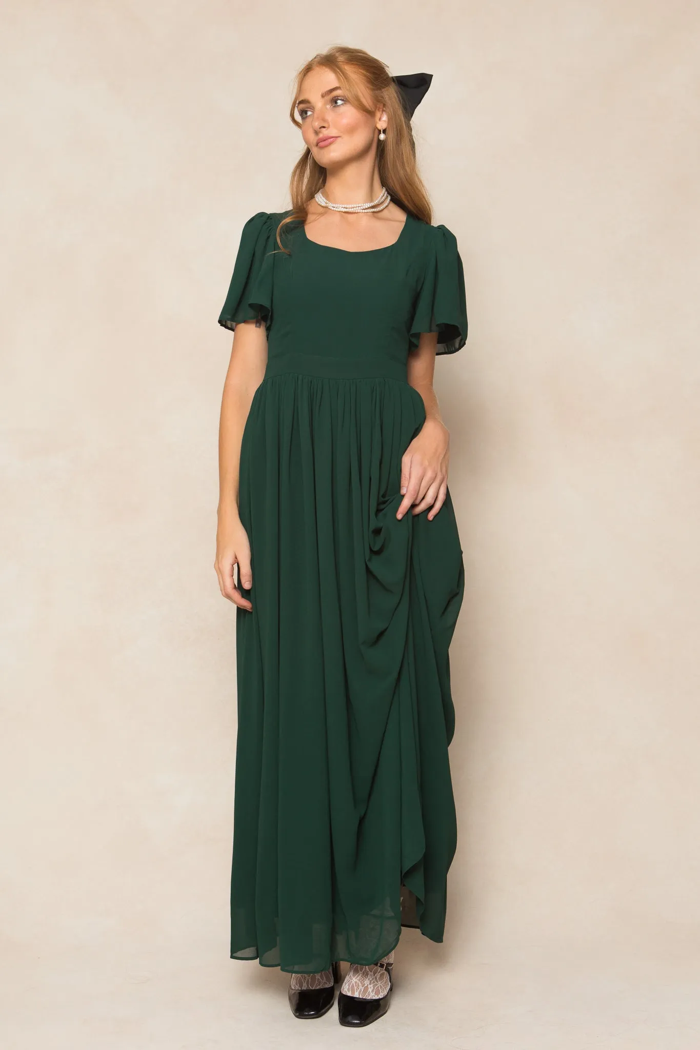 Abbie Dress in Emerald Chiffon sold by Ivy City Co product image thumbnail 5