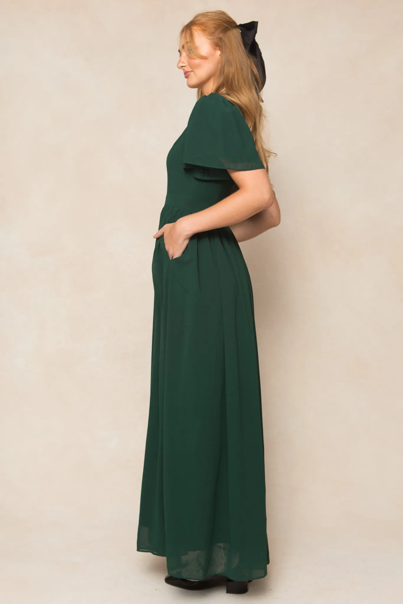 Abbie Dress in Emerald Chiffon sold by Ivy City Co product image thumbnail 2