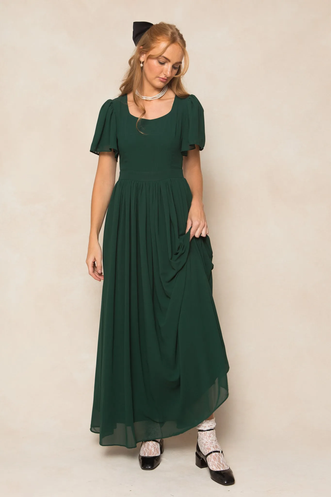 Abbie Dress in Emerald Chiffon sold by Ivy City Co product image thumbnail 4