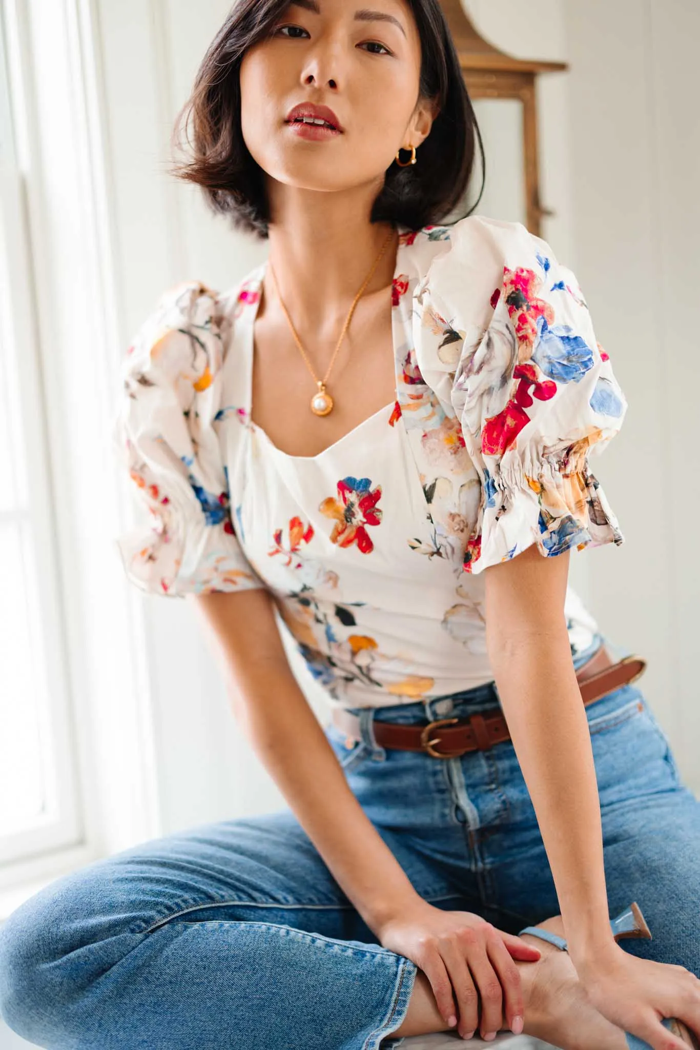 Coco Top in Cream Floral - FINAL SALE sold by Ivy City Co