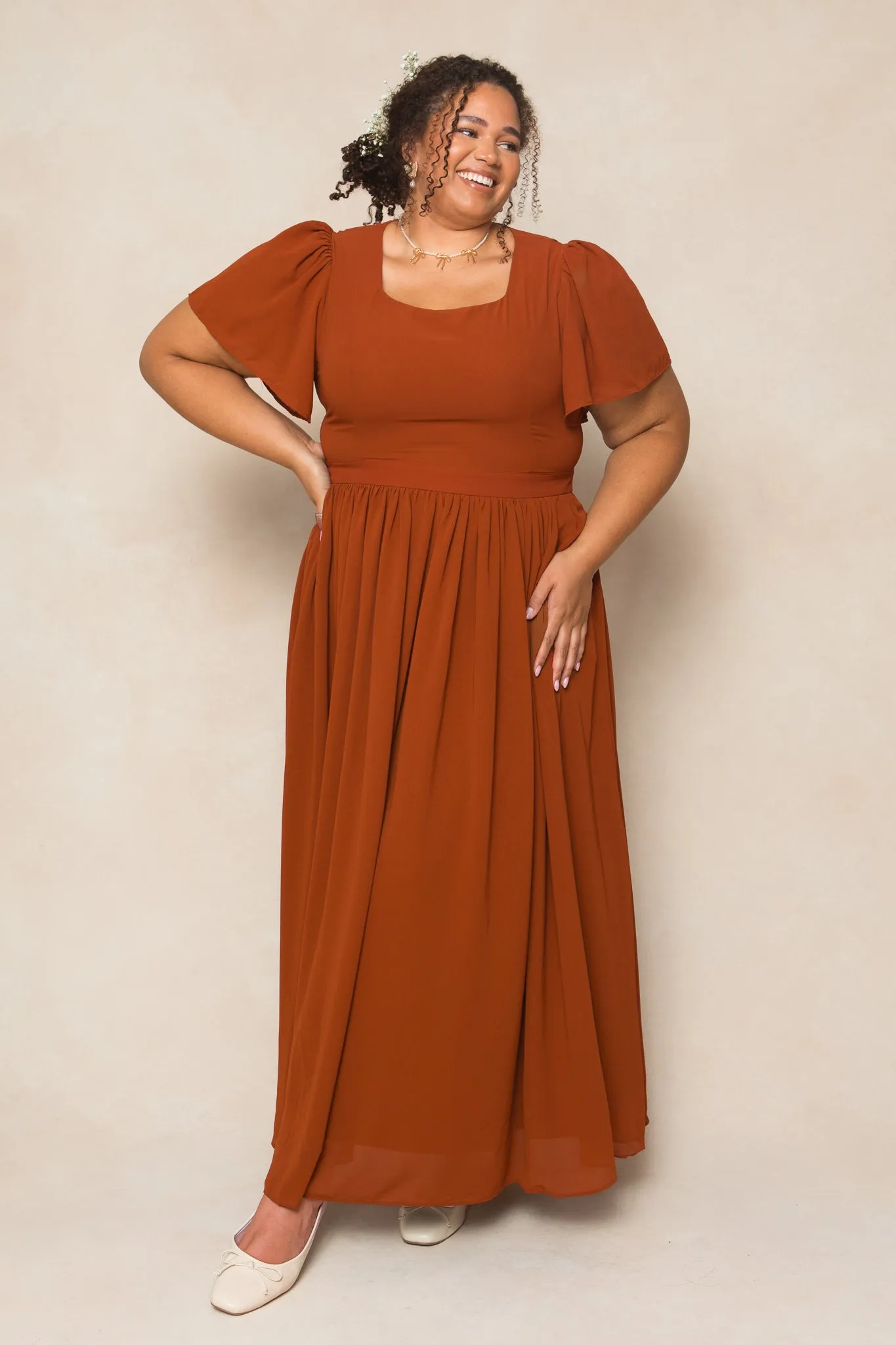 Abbie Dress in Amber Chiffon sold by Ivy City Co