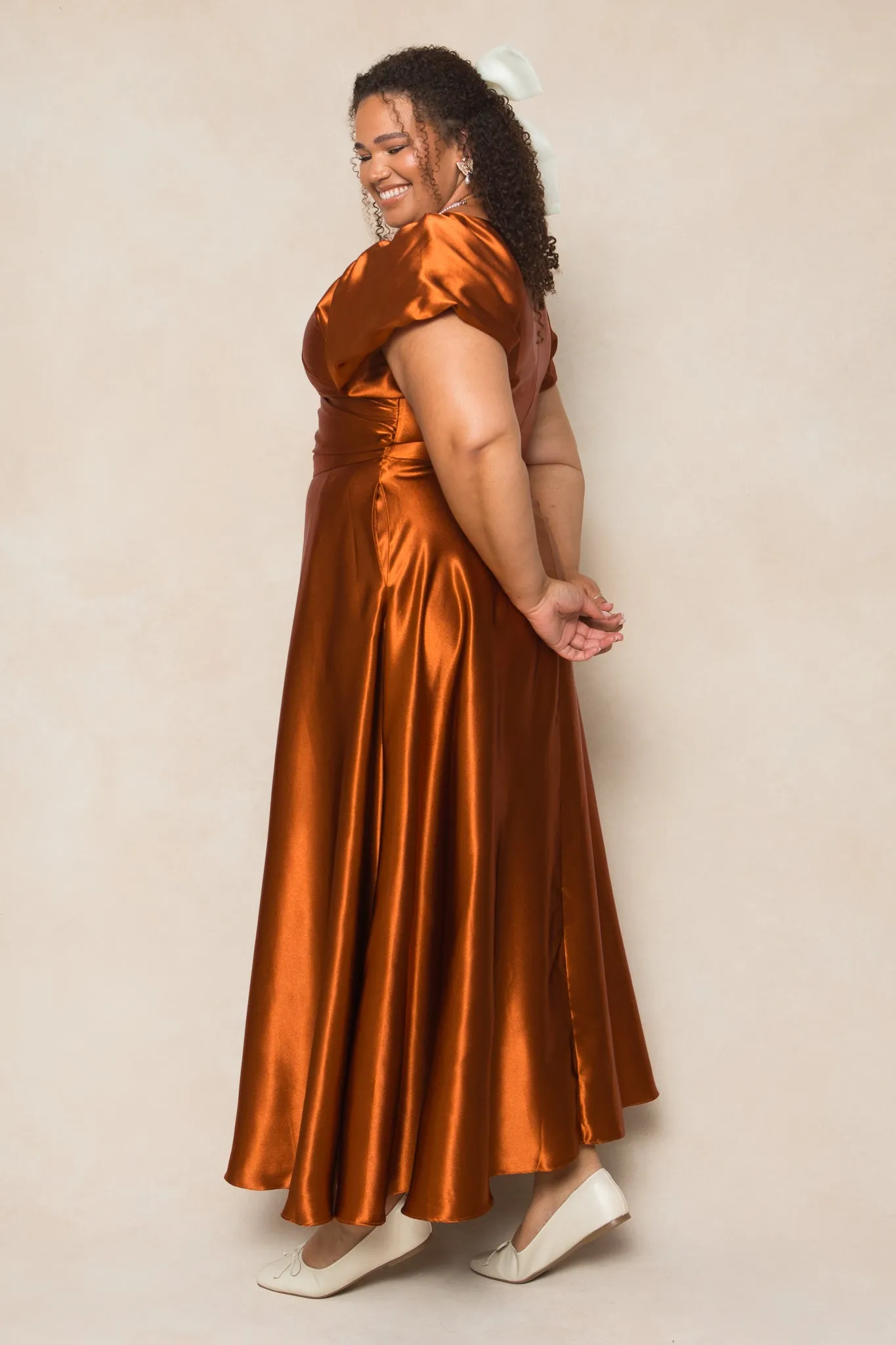 Tessie Dress in Amber Satin sold by Ivy City Co product image thumbnail 3