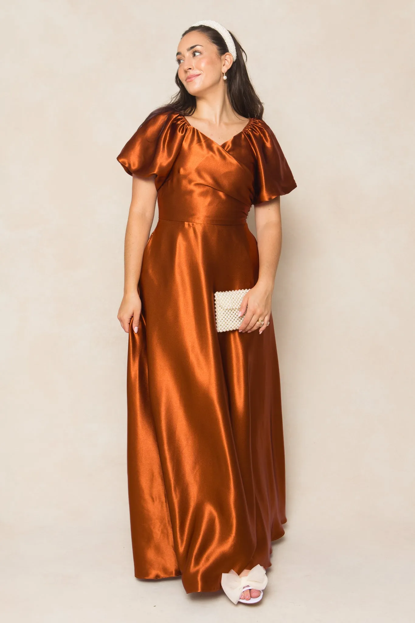 Tessie Dress in Amber Satin sold by Ivy City Co product image thumbnail 4