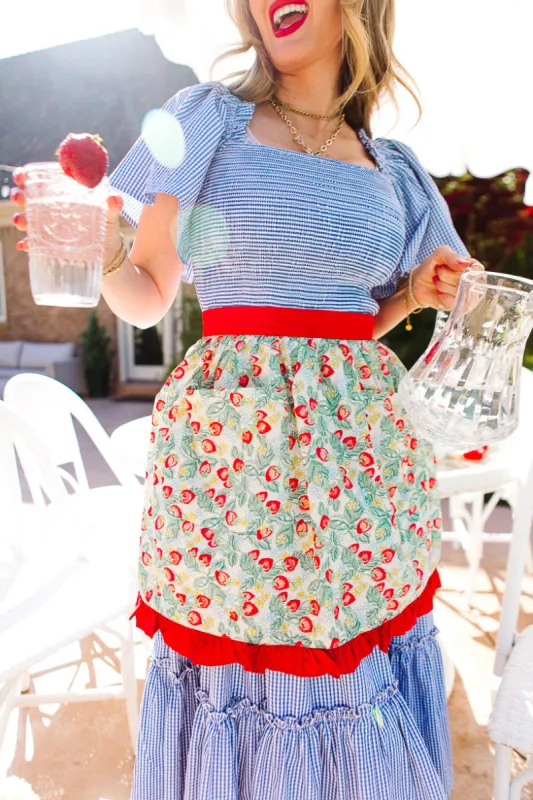 Ivy Half Apron in Strawberry Cotton - FINAL SALE sold by Ivy City Co