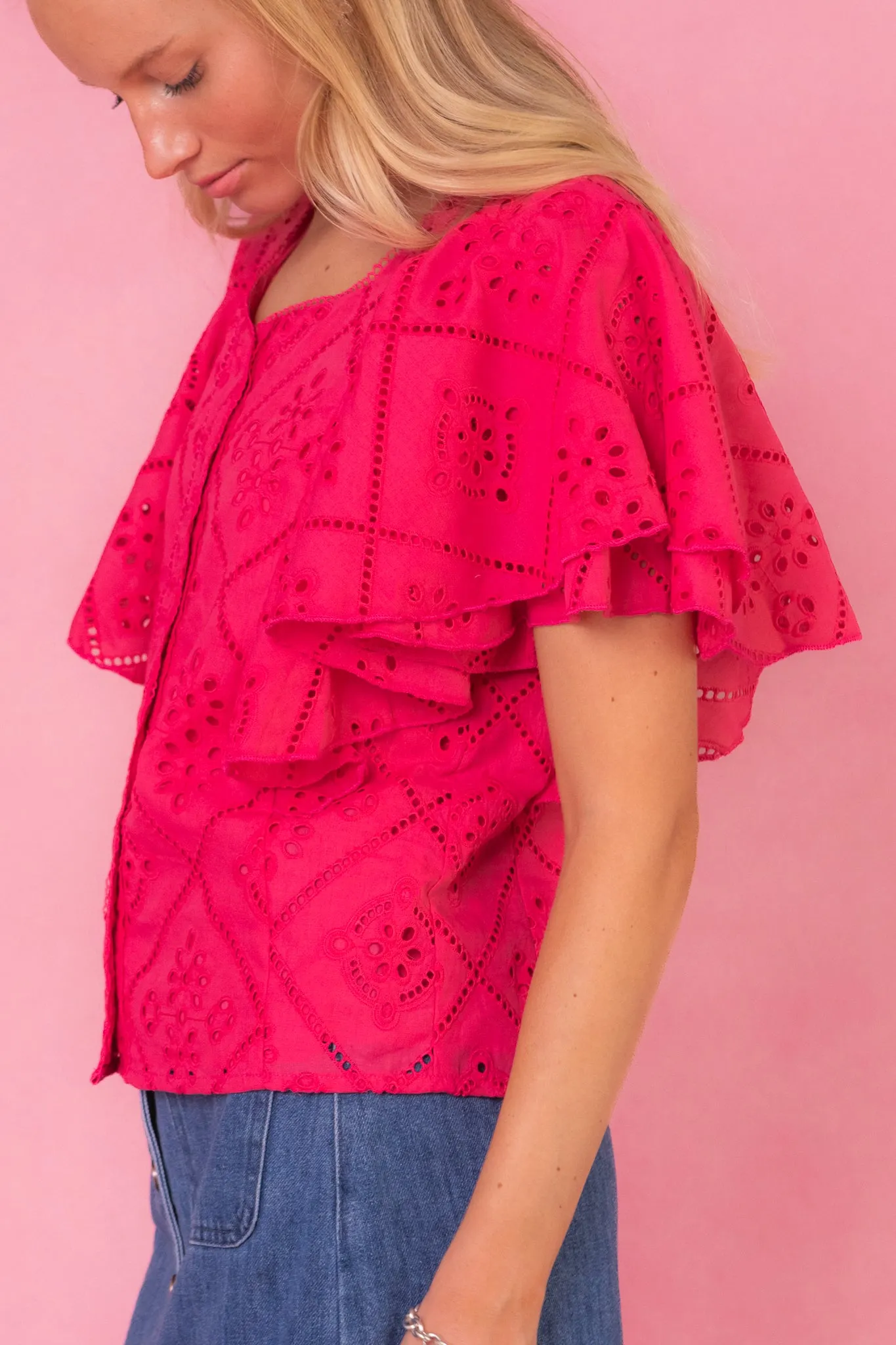 Marlowe Top in Pink Eyelet - FINAL SALE sold by Ivy City Co product image thumbnail 3