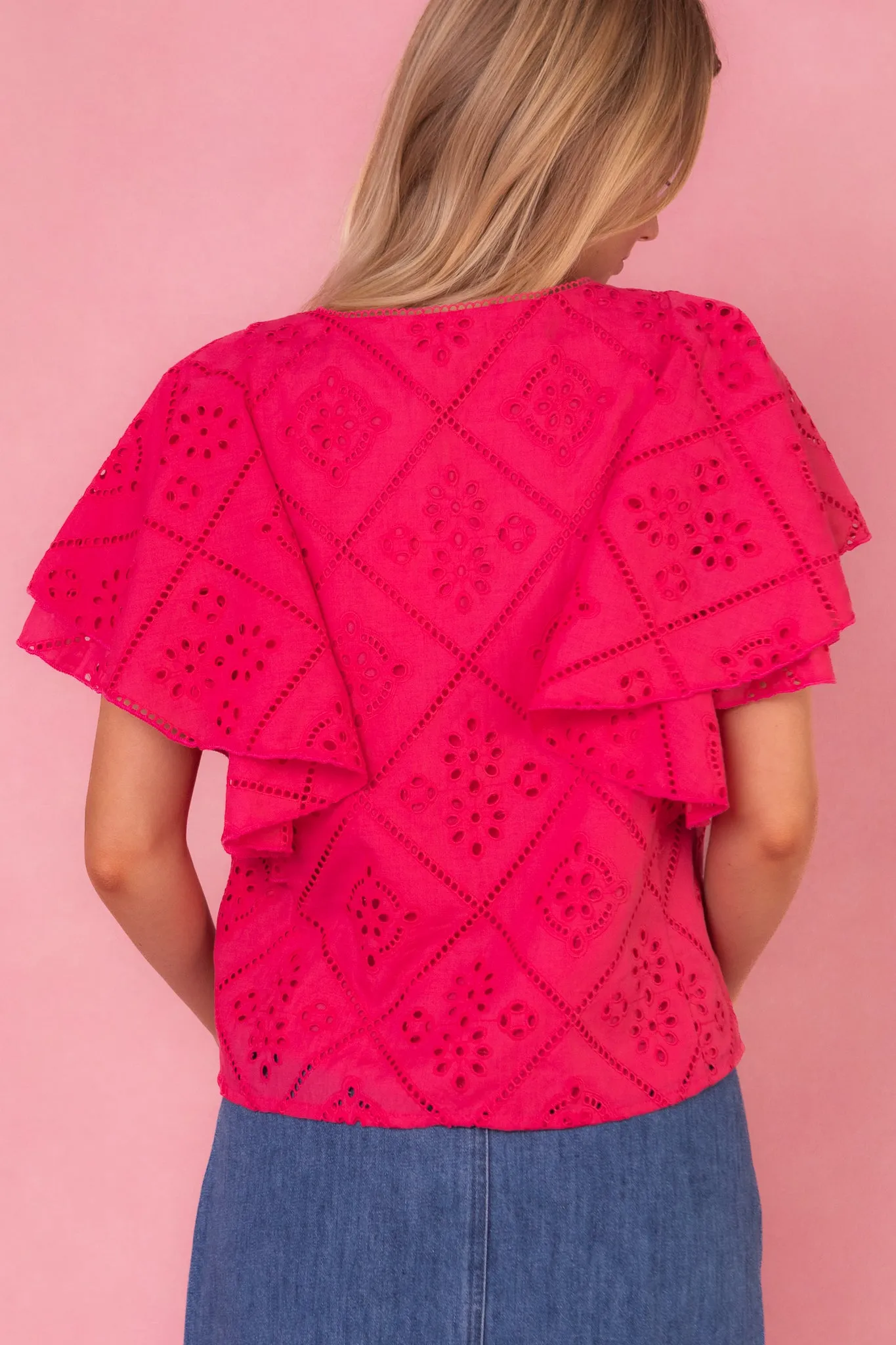 Marlowe Top in Pink Eyelet - FINAL SALE sold by Ivy City Co product image thumbnail 4