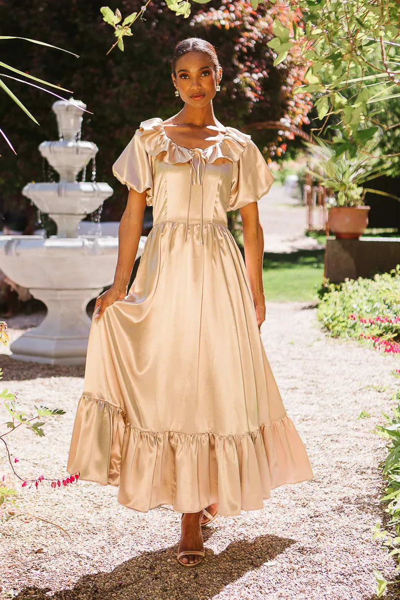 Billie Dress in Champagne Satin sold by Ivy City Co product image thumbnail 4