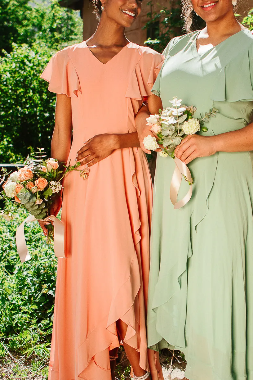 Callie Dress in Apricot Crush Chiffon sold by Ivy City Co product image thumbnail 3