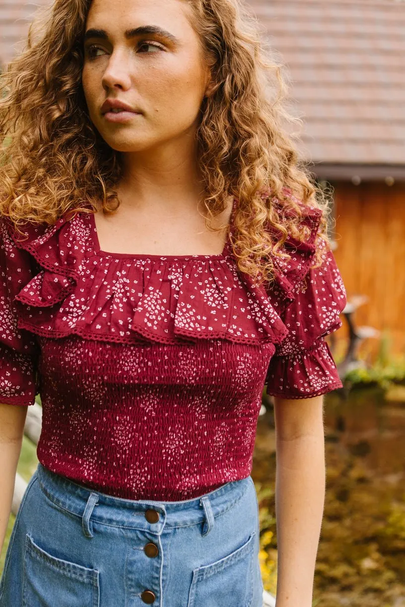 Gracie Top in Wine Floral - FINAL SALE sold by Ivy City Co