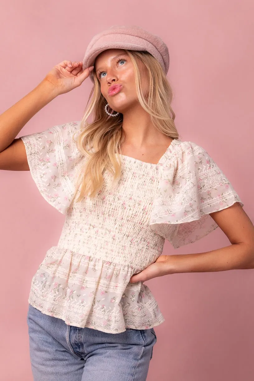 Madison Top in Eyelet Floral - FINAL SALE sold by Ivy City Co