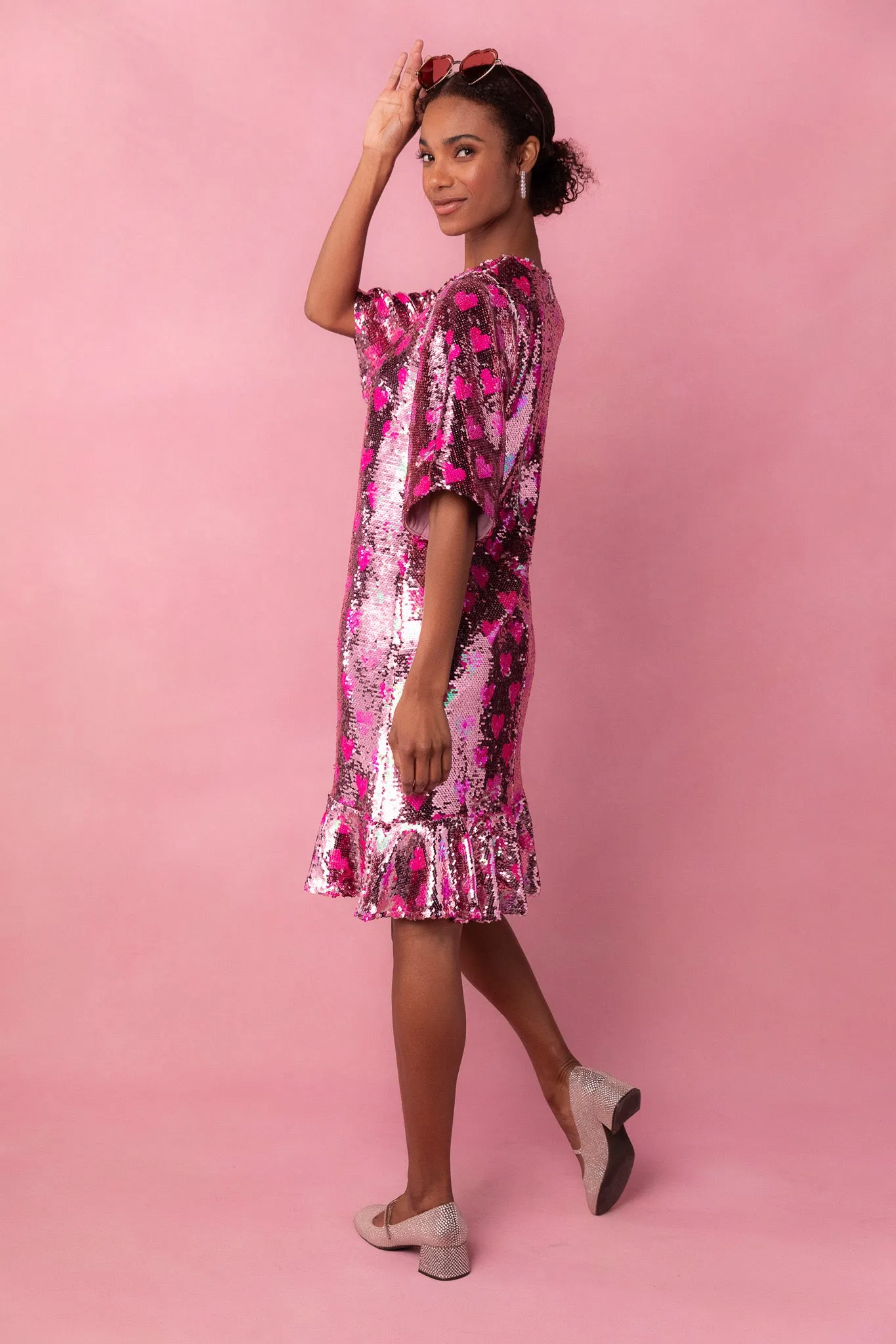 Evelyn Dress in Sequin Hearts - FINAL SALE sold by Ivy City Co product image thumbnail 5