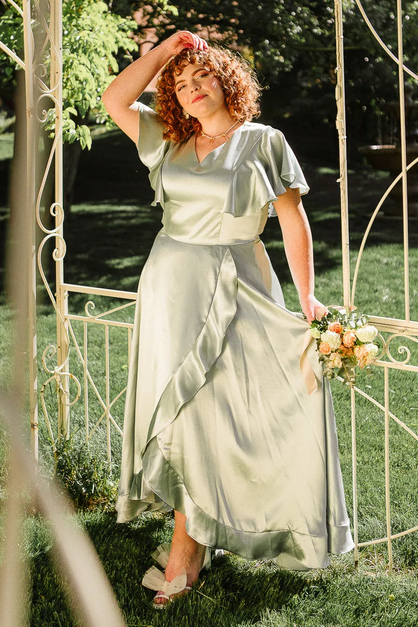 Callie Dress in Sage Satin sold by Ivy City Co product image thumbnail 5