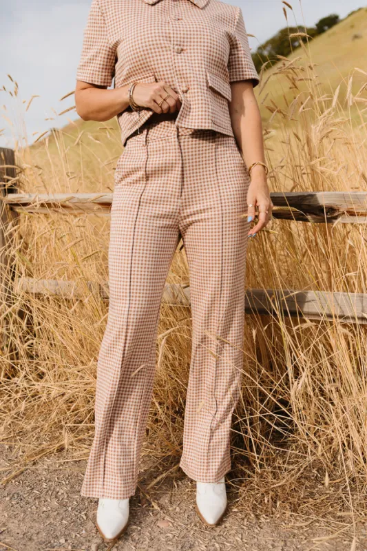 Drew Pants in Tan Gingham - FINAL SALE sold by Ivy City Co