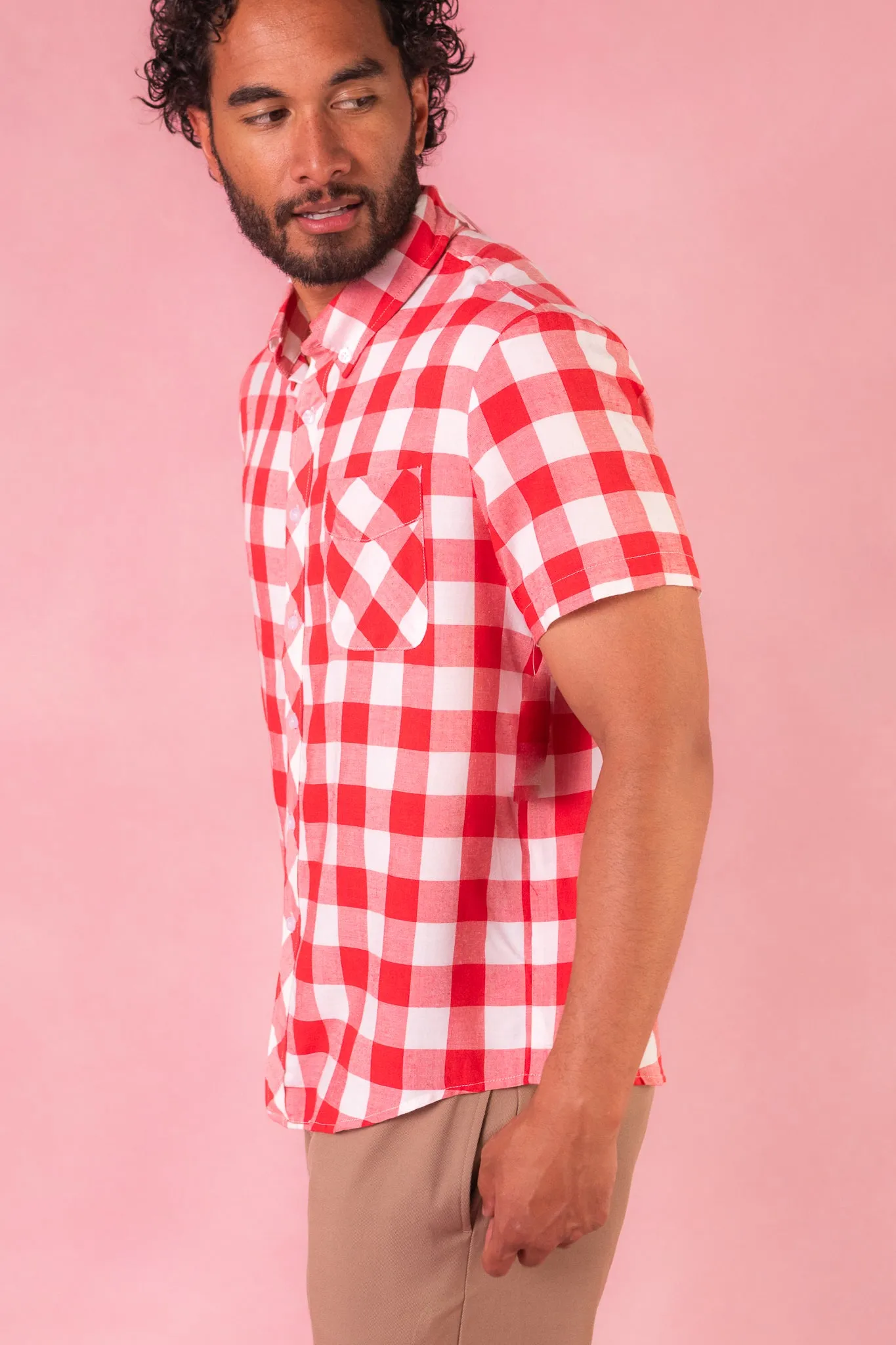 Mens James Shirt in Red Gingham - FINAL SALE sold by Ivy City Co product image thumbnail 5