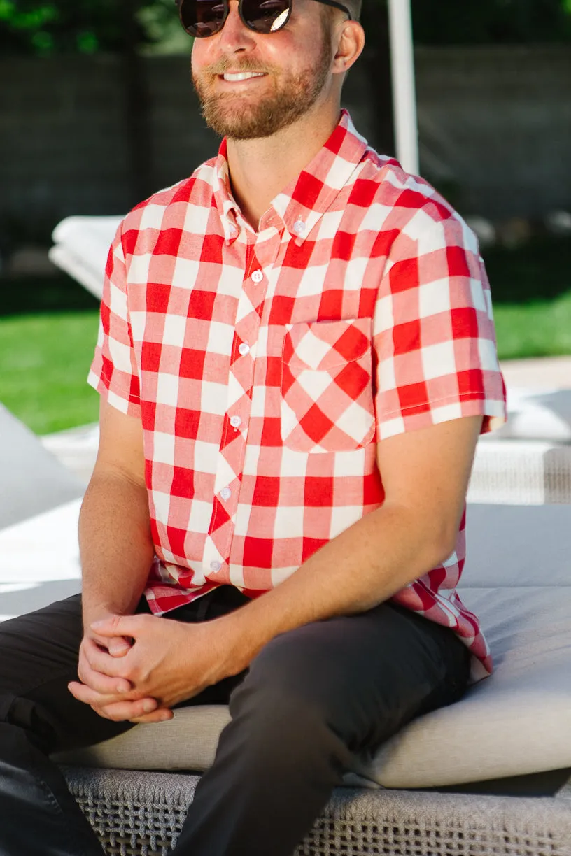 Mens James Shirt in Red Gingham - FINAL SALE sold by Ivy City Co product image thumbnail 4