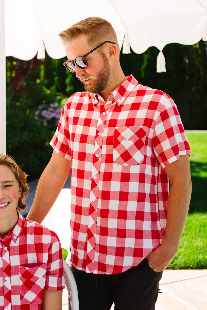 Mens James Shirt in Red Gingham - FINAL SALE sold by Ivy City Co