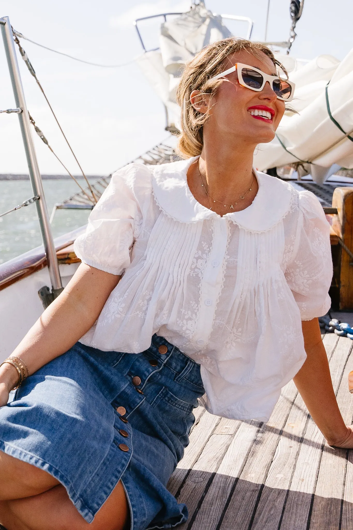 Betty Blouse in White - FINAL SALE sold by Ivy City Co