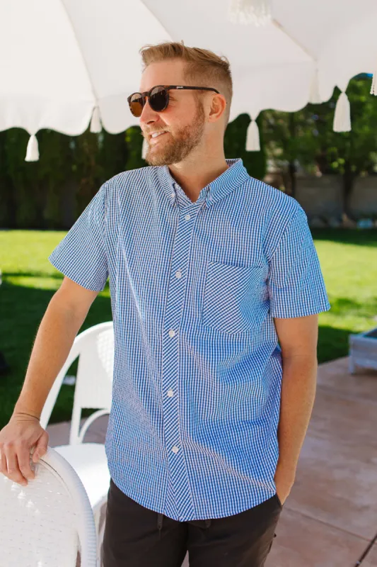 Mens James Shirt in Blue Gingham - FINAL SALE sold by Ivy City Co
