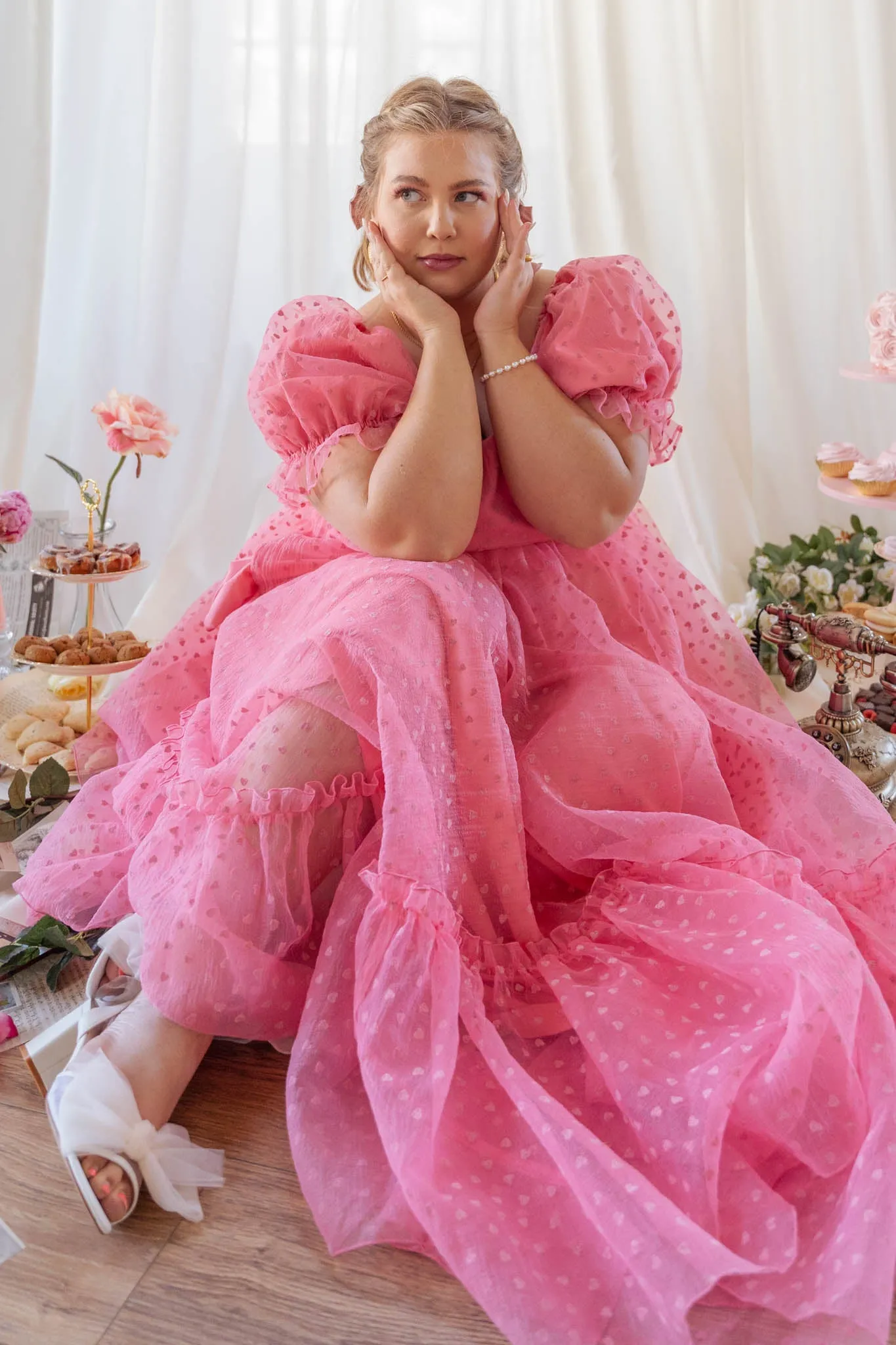 Wonderland Dress in Pink Hearts - FINAL SALE sold by Ivy City Co product image thumbnail 4