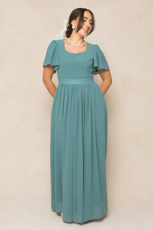 Abbie Dress in Seaglass Chiffon sold by Ivy City Co