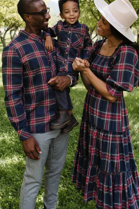 Mens John Shirt in Madeline Navy Plaid sold by Ivy City Co