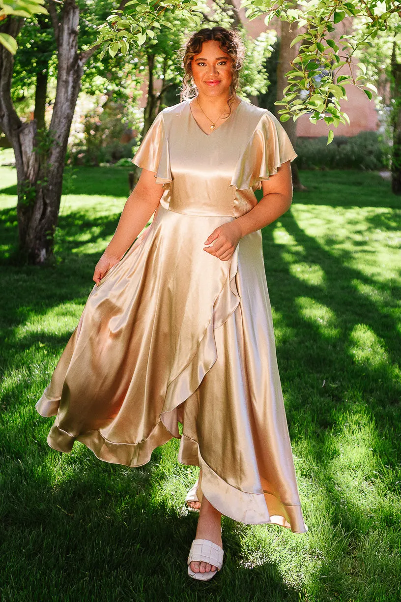 Callie Dress in Champagne Satin sold by Ivy City Co product image thumbnail 4