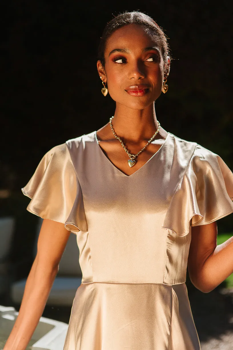 Callie Dress in Champagne Satin sold by Ivy City Co product image thumbnail 2