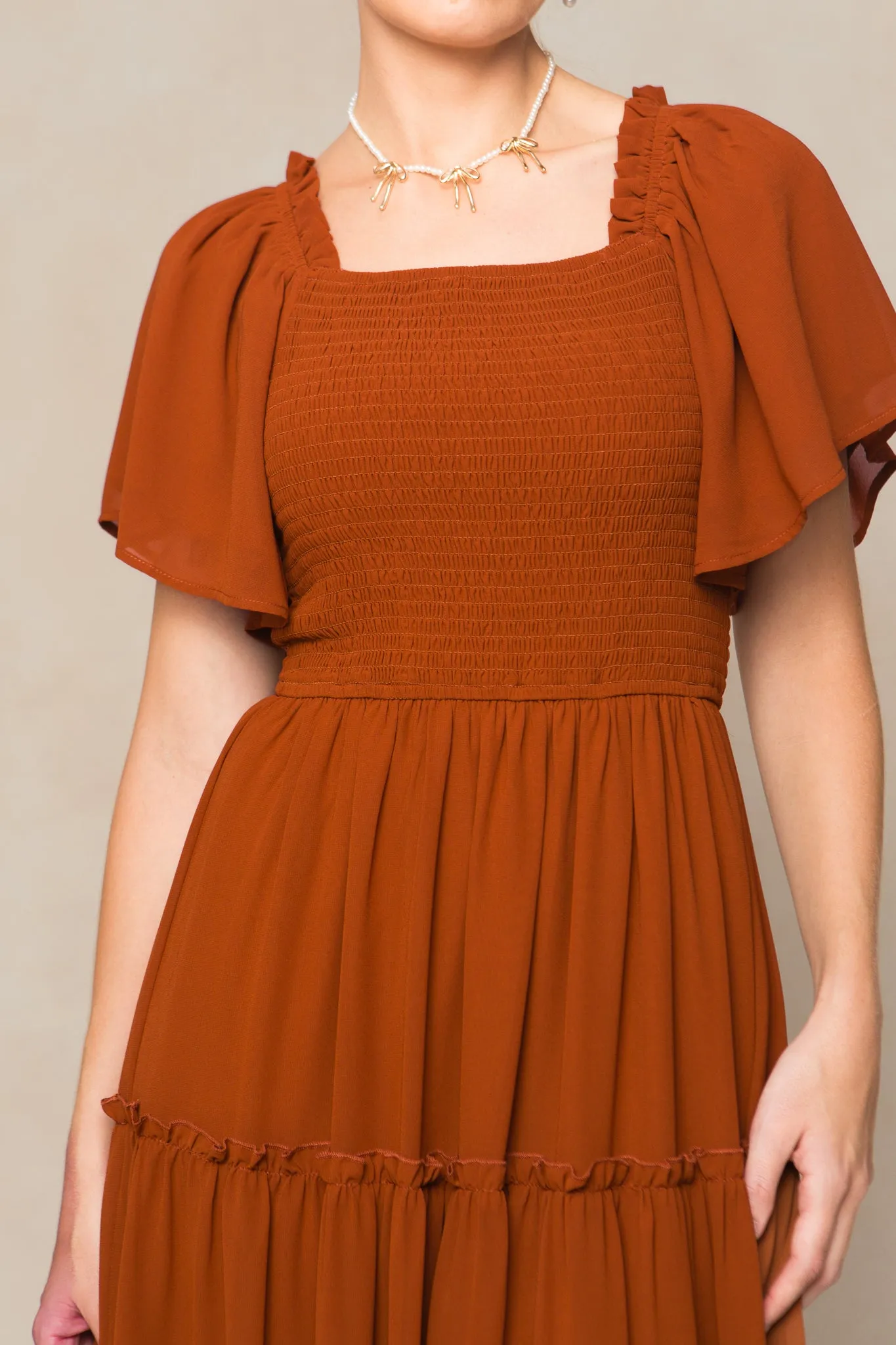 Ellie Dress in Amber Chiffon sold by Ivy City Co product image thumbnail 5