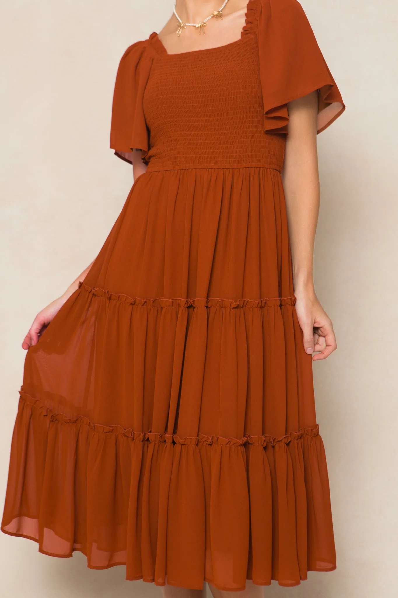 Ellie Dress in Amber Chiffon sold by Ivy City Co product image thumbnail 3