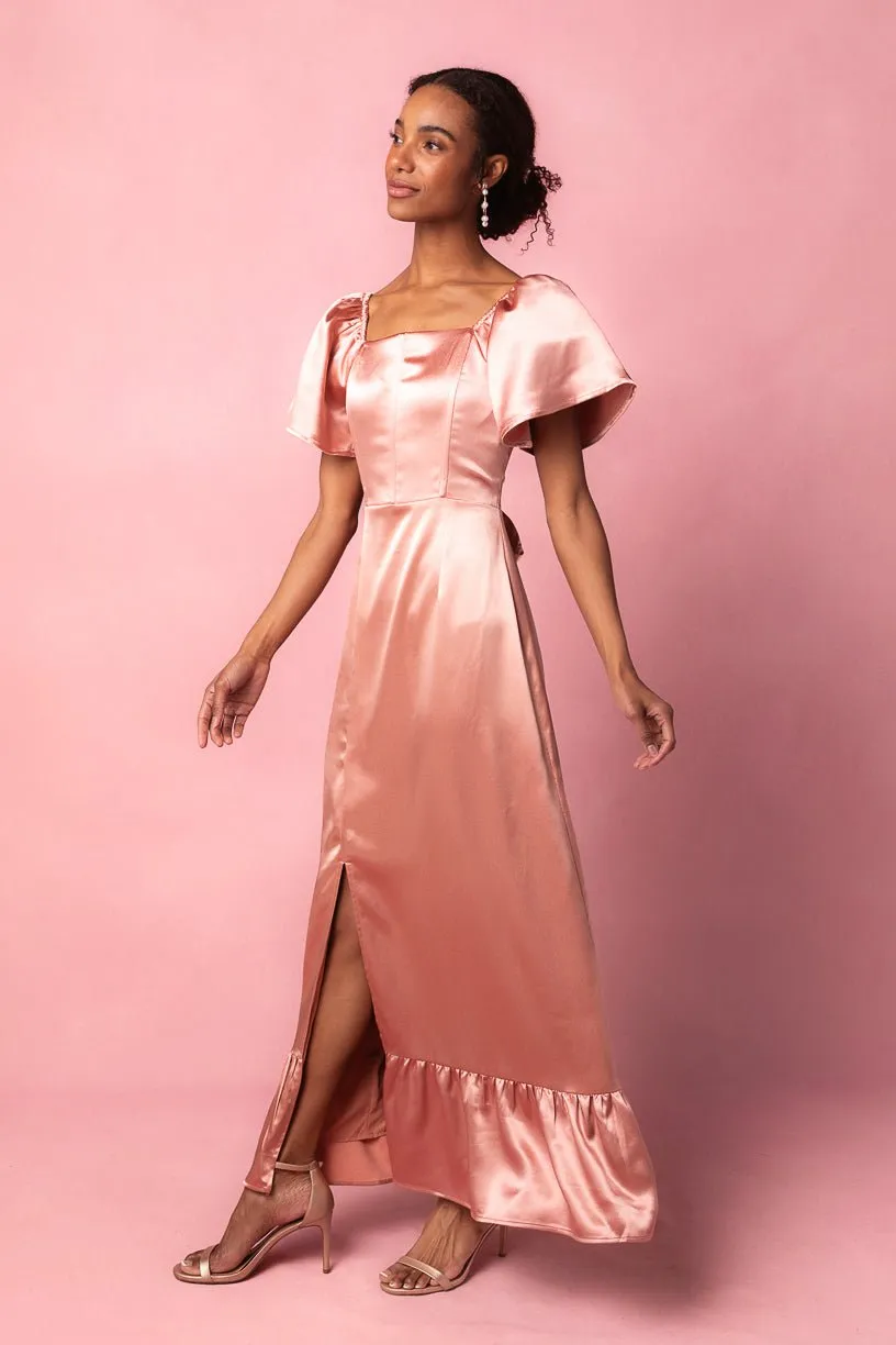 Maddie Dress in Apricot Crush Satin sold by Ivy City Co product image thumbnail 2