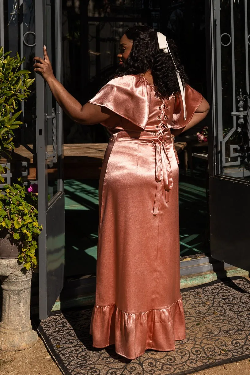 Maddie Dress in Apricot Crush Satin sold by Ivy City Co product image thumbnail 5