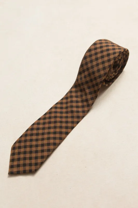 Mens Max Tie in Maple Brown Gingham  - FINAL SALE sold by Ivy City Co