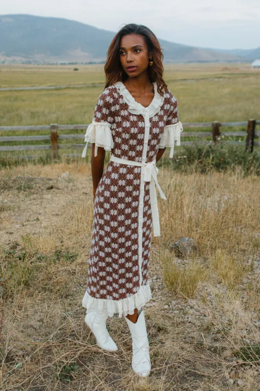Becca Crochet Dress in Brown - FINAL SALE sold by Ivy City Co