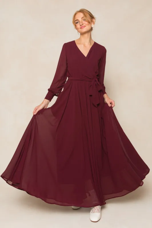 Andie Dress in Wine Chiffon sold by Ivy City Co