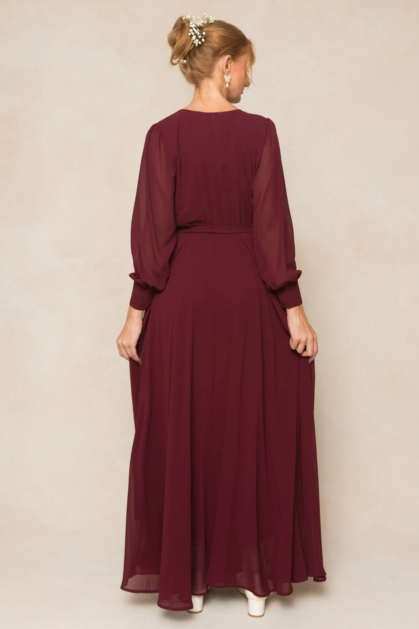 Andie Dress in Wine Chiffon sold by Ivy City Co product image thumbnail 5