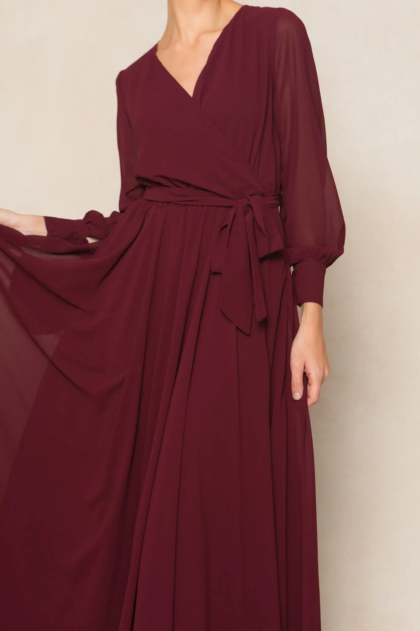 Andie Dress in Wine Chiffon sold by Ivy City Co product image thumbnail 4
