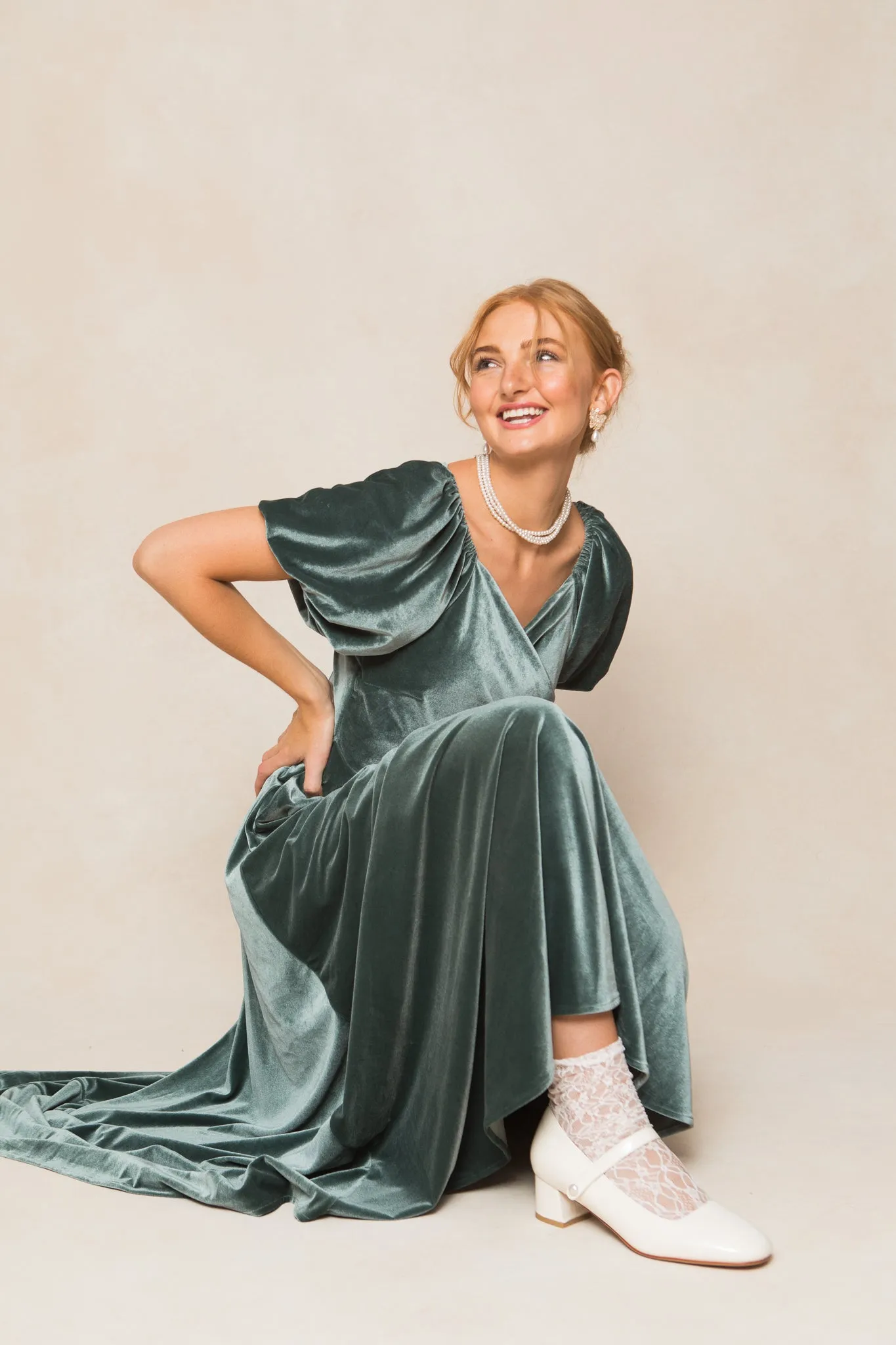 Tessie Dress in Seaglass Velvet sold by Ivy City Co product image thumbnail 2