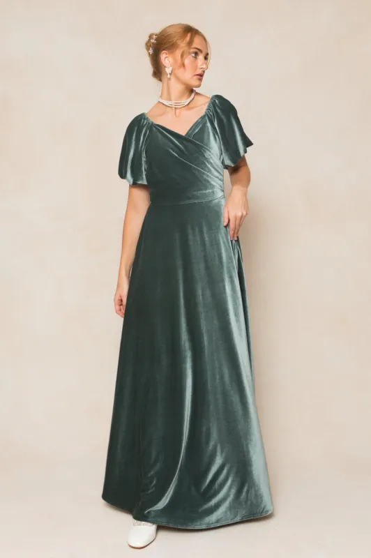 Tessie Dress in Seaglass Velvet sold by Ivy City Co