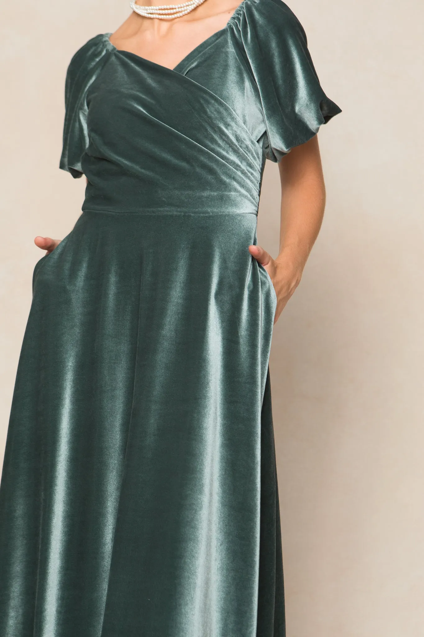 Tessie Dress in Seaglass Velvet sold by Ivy City Co product image thumbnail 4
