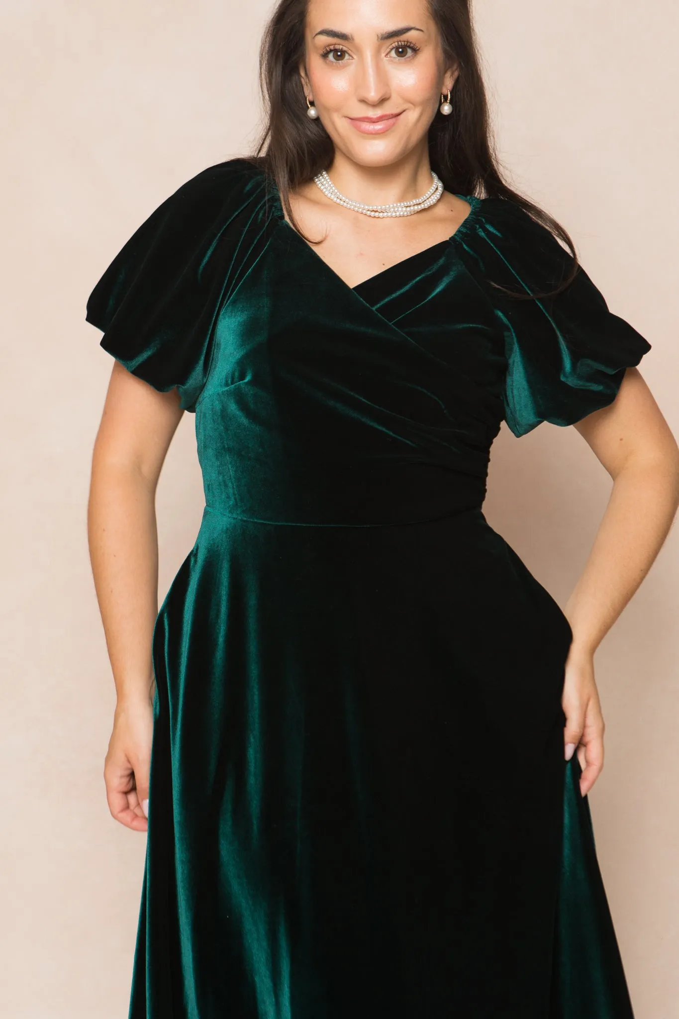 Tessie Dress in Emerald Velvet sold by Ivy City Co product image thumbnail 3