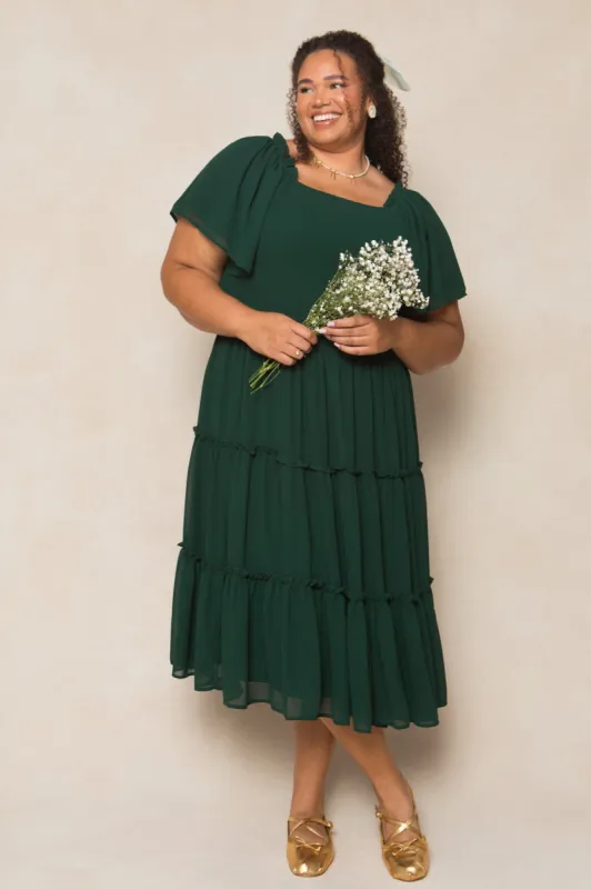 Ellie Dress in Emerald Chiffon sold by Ivy City Co