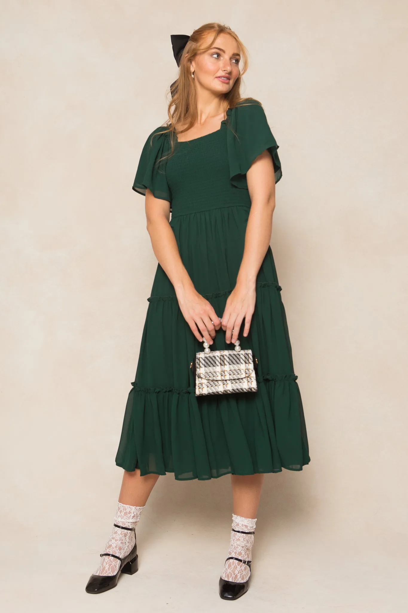 Ellie Dress in Emerald Chiffon sold by Ivy City Co product image thumbnail 2