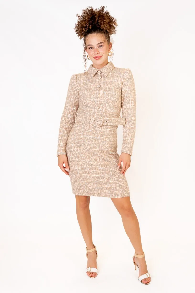 Jackie Dress in Taupe Boucle - FINAL SALE sold by Ivy City Co product image thumbnail 3